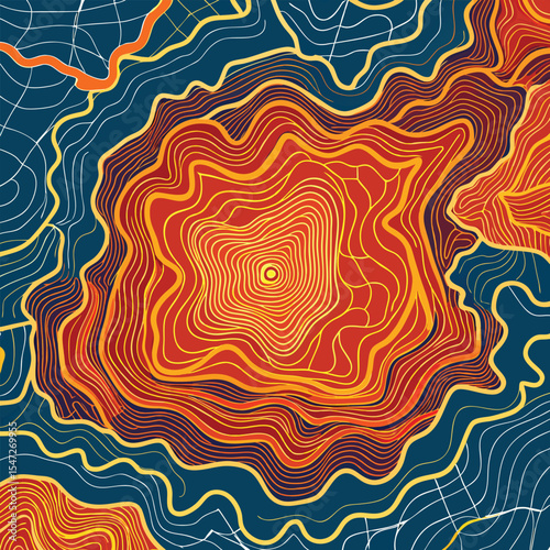 Background of the topographic map. Topographic map lines, contour background. Geographic abstract grid