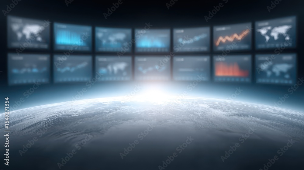 Fototapeta premium The impact of economic risk on global systems. Concern over economic recession or downturn.