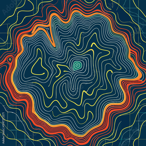 Background of the topographic map. Topographic map lines, contour background. Geographic abstract grid