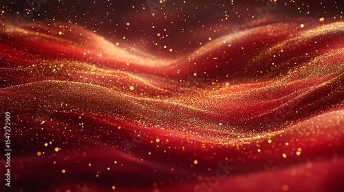 Red Gold Glitter Waves