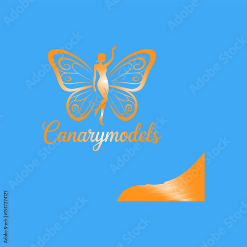"Elegant Butterfly Woman Logo Design for Fashion, Beauty, and Modeling Brand Identity"

