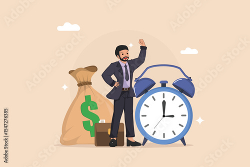Time is Money: businessman Achieving Financial Goals with Deadline Awareness and Effective Time Management.