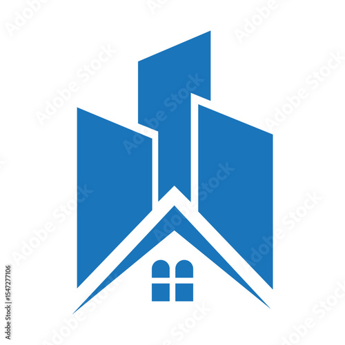 Real Estate Logo Design Concept With House and Building Symbol Vector Template