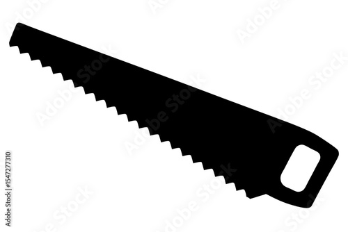 Hand Saw Silhouette, Black and White Icon, Tool