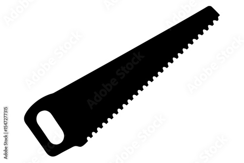 Hand saw silhouette, black tool, carpentry