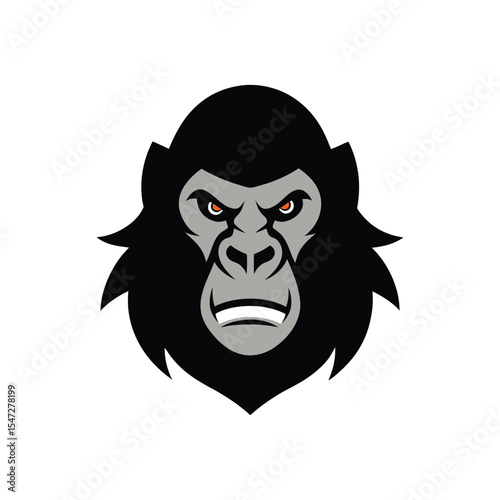 Gorilla head vector art illustration