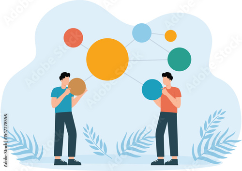 Social Networking,Business team co worker discussing work in meeting with speech bubbles. Discussion, conversation
