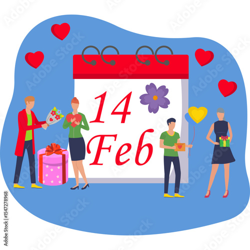 Man giving flower bouquet on valentine's day Illustration