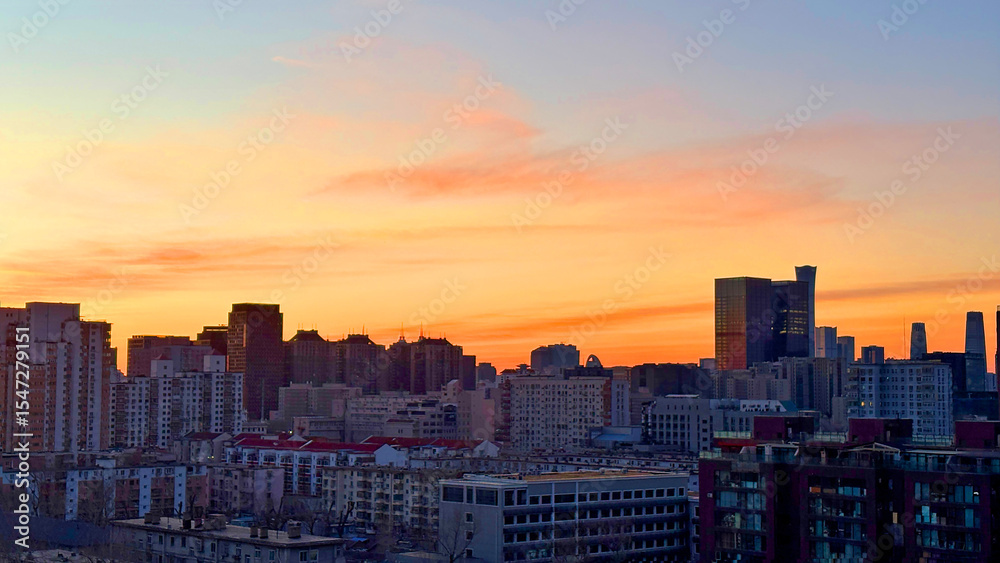 Obraz premium Modern city morning glow scenery