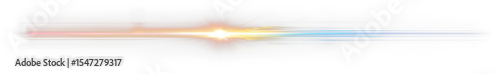 Bright light streak, orange and blue, lens flare effect.