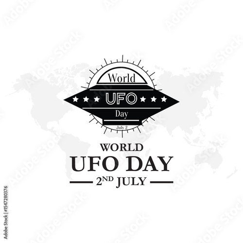World ufo day 2 july. UFO worlds day. poster greeting card illustration design.