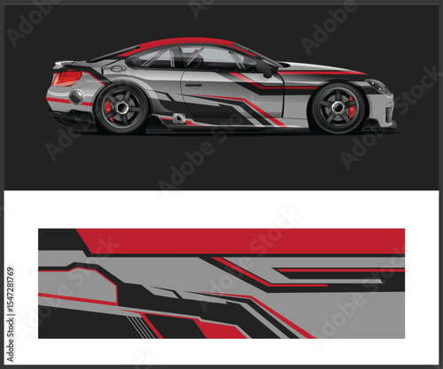 Modern Sports Car with Custom Racing Livery and Matching Graphic Design