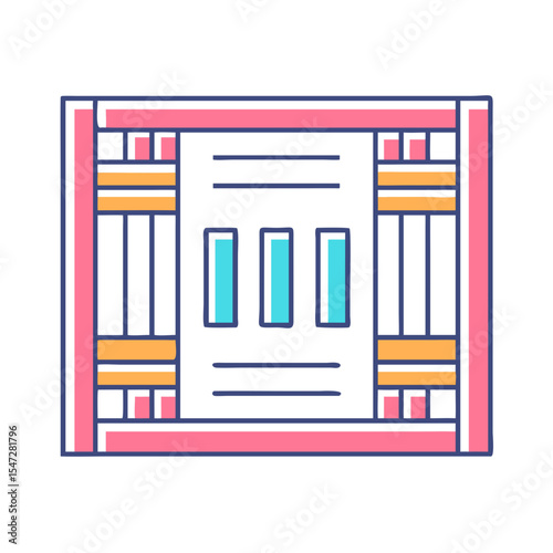 Abstract stylized colorful illustration of a spreadsheet or document with bar graph
