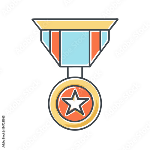 Colorful vector illustration of a medal with a star for bravery