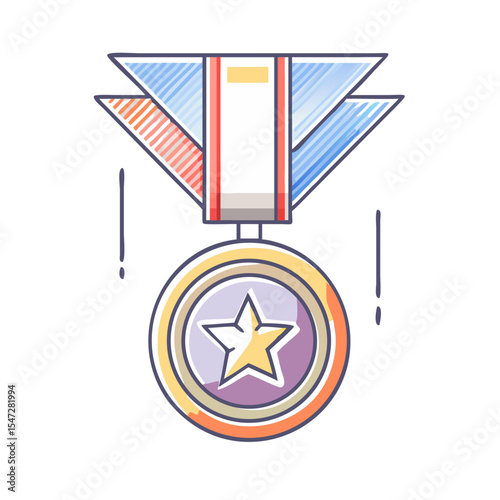 A prestigious award badge with star, ribbon, and watercolor accents
