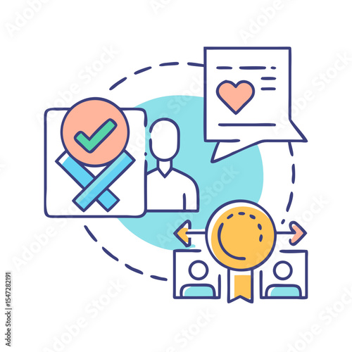 Conceptual illustration of recruiting process and filtering job candidates appropriately for success