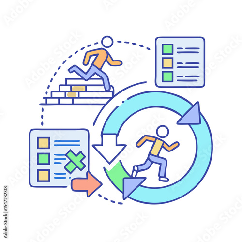 Agile Project Management Iteration Cycle with Continuous Improvement and Tasks