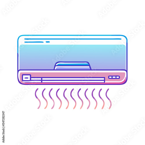 Illustration of an air conditioner unit emitting cool air in a modern style