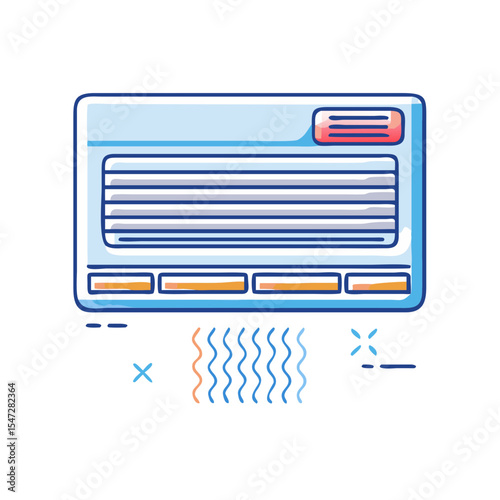 Cartoon illustration of an air conditioner radiating cool air into a room