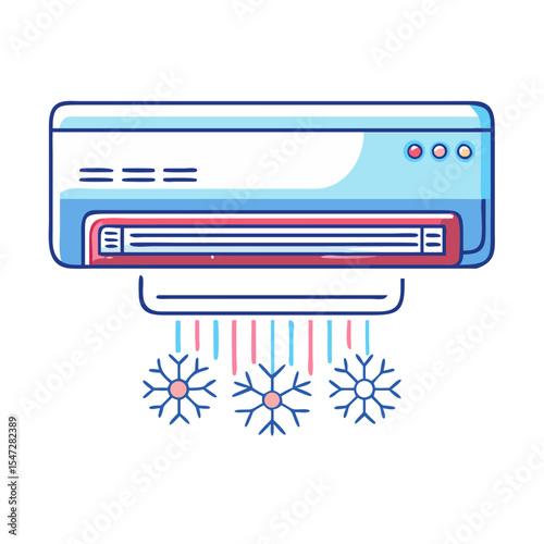Illustration of an air conditioning unit providing cool air for indoor spaces
