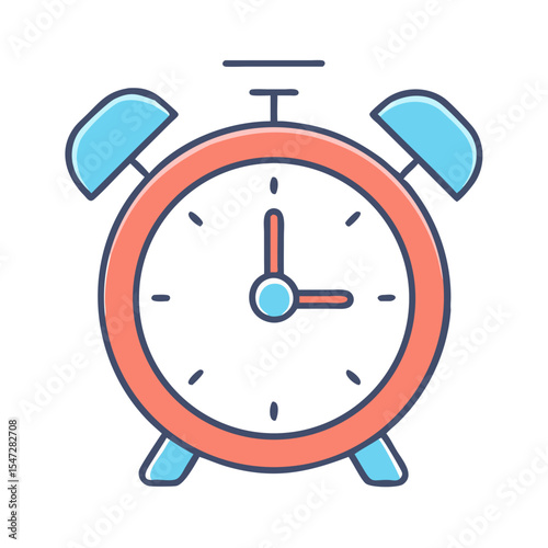 Cartoon illustration of a classic alarm clock with hour and minute hands