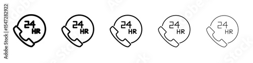 24 hours icon flat illustration set logo