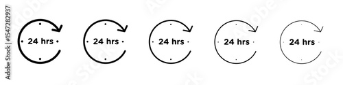 24 hrs icon flat illustration set logo