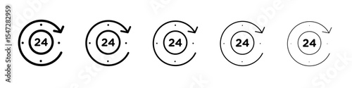 24 Hrs icon flat illustration set logo