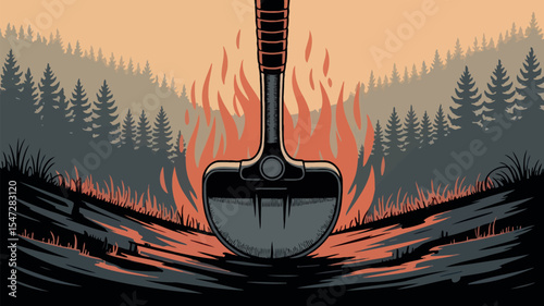 National Wildland Firefighter Day Forest Tool Flames Tribute Illustration