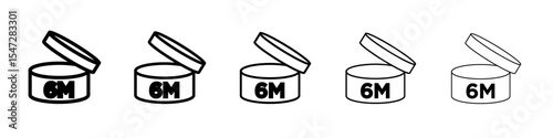 6 months PAO icon flat illustration set logo