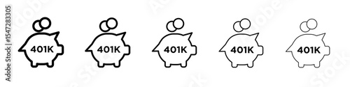 401k retirement savings icon flat illustration set logo