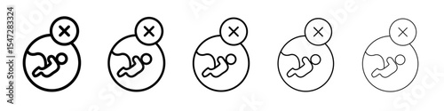 Abortion of fetus icon flat illustration set logo