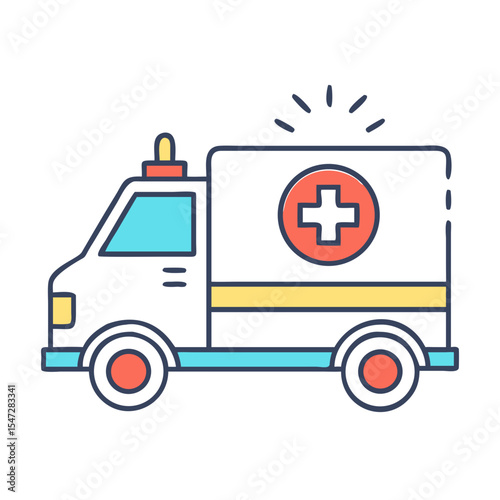 Stylized illustration of an emergency ambulance speeding towards the scene