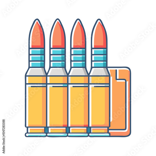 Illustrative Ammunition Clip with Orange Tips and Blue Bands for Weapons