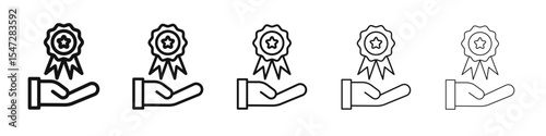 Achievement icon flat illustration set logo
