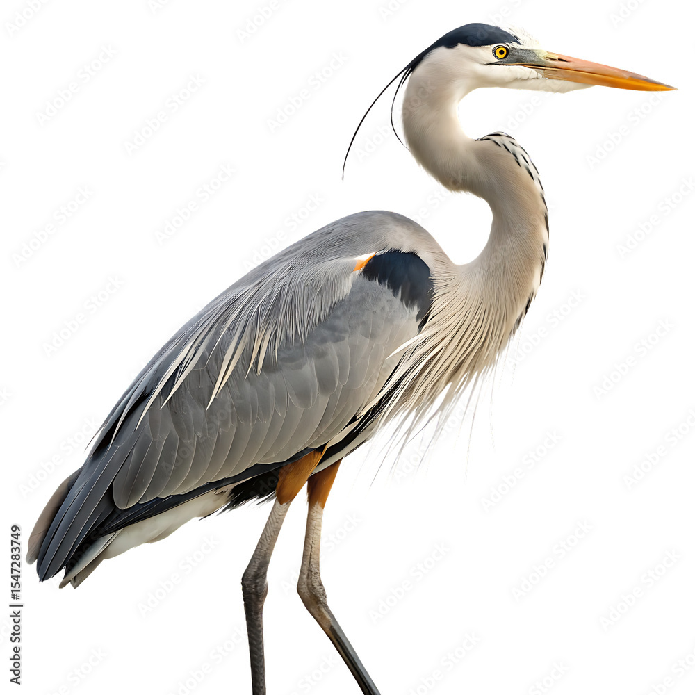 Fototapeta premium a-majestic-heron-standing-gracefully--showcasing- isolated on white background png, ai generated