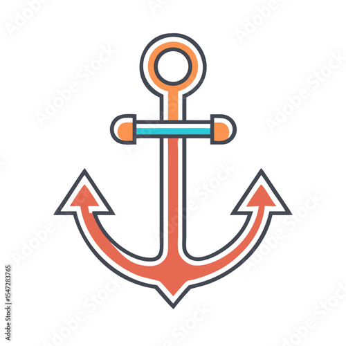An elegant and colorful marine anchor symbol with a classic design
