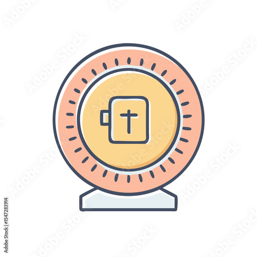 Stylized illustration of crystal ball with symbolic representation inside the orb