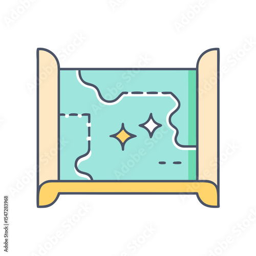 Treasure map illustration with stars marking location of valuable discoveries