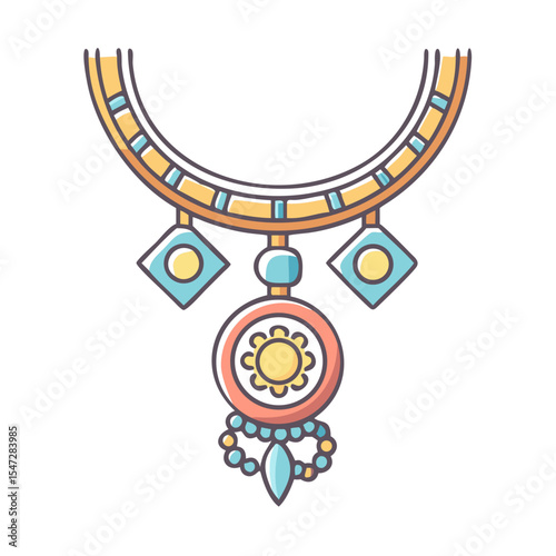 Stylish Ethnic Necklace with Geometric and Floral Design, a Statement Piece