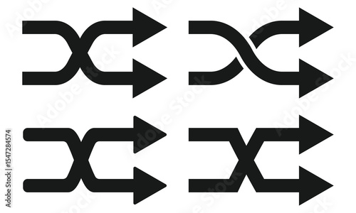 shuffle icon isolated vector on white background set
