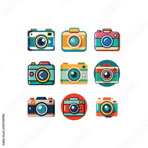 Camera photographic isolated icon set