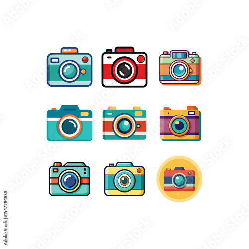Camera photographic isolated icon set