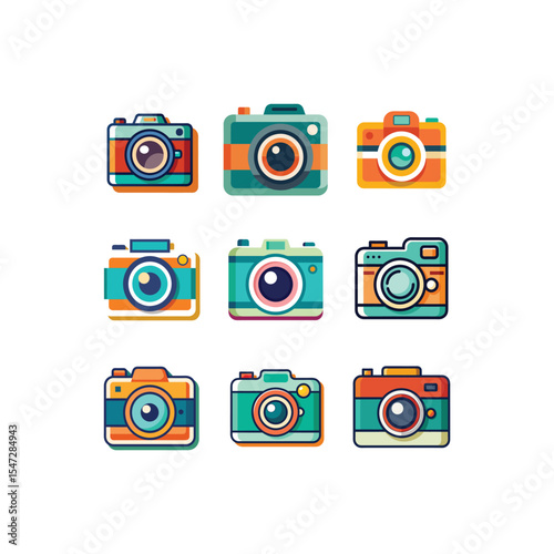 Camera photographic isolated icon set