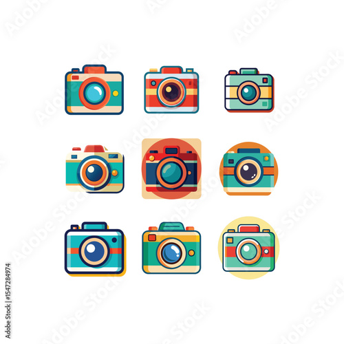 Camera photographic isolated icon set