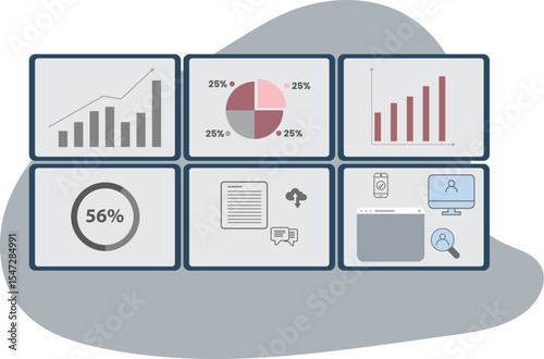 Business and finance growth and mapping flat illustration. Flat illustration design with graphics elements and icon ,finance graph, map for web design and mobile app ui, social media post