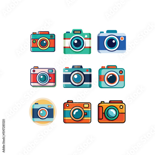 Camera photographic isolated icon set