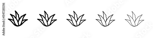 Aloe vera icon flat illustration set logo