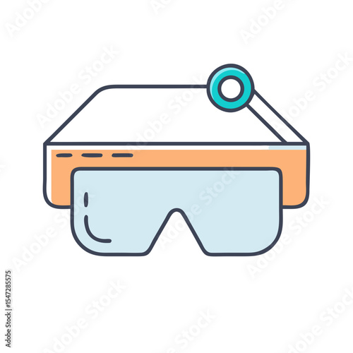 Stylized illustration of virtual reality glasses with unique design and light colors