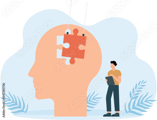 Solution Mind,Creative mind, brainstorm. Abstract human head silhouette and
